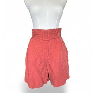 Zara coral belted shorts